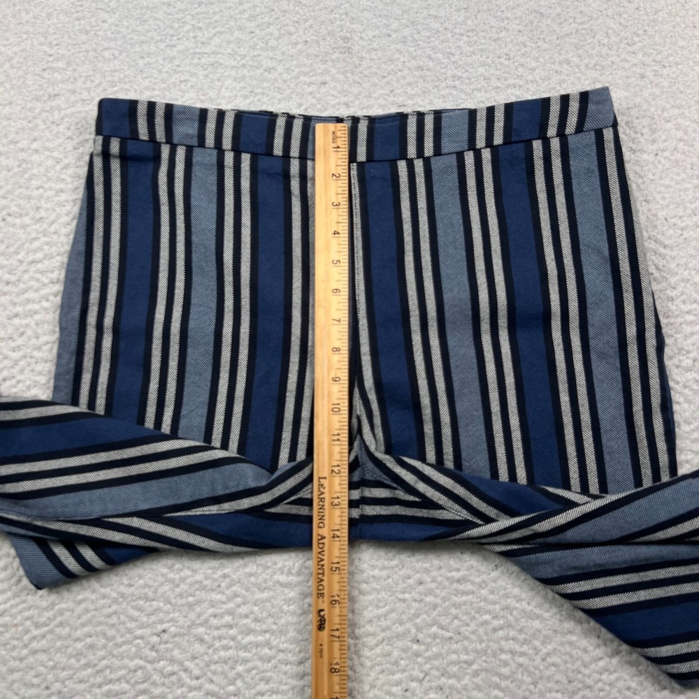 Free People Navy and Light Gray Striped Cropped Pants Linen Blend - Picture 6 of 9